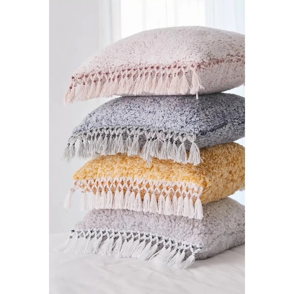 Urban Outfitters Cara Amped Fleece Fringed Throw Pillow - Picture 2 of 6